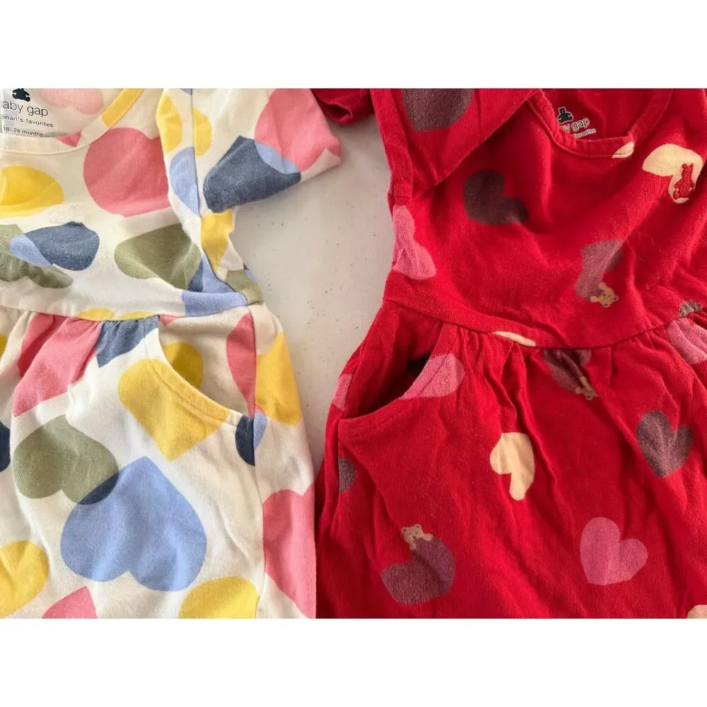 Baby Gap Girls Dress Lot of 3 Heart/Floral Dresses size 18-24 months